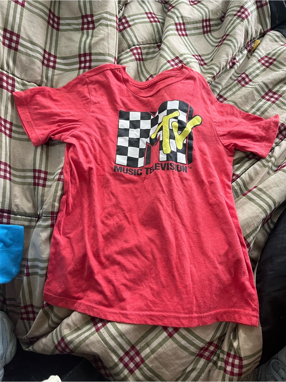 MTV Red Tee with Checkerboard Logo